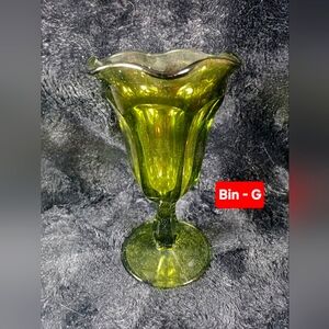 Vintage Green Glass Goblet